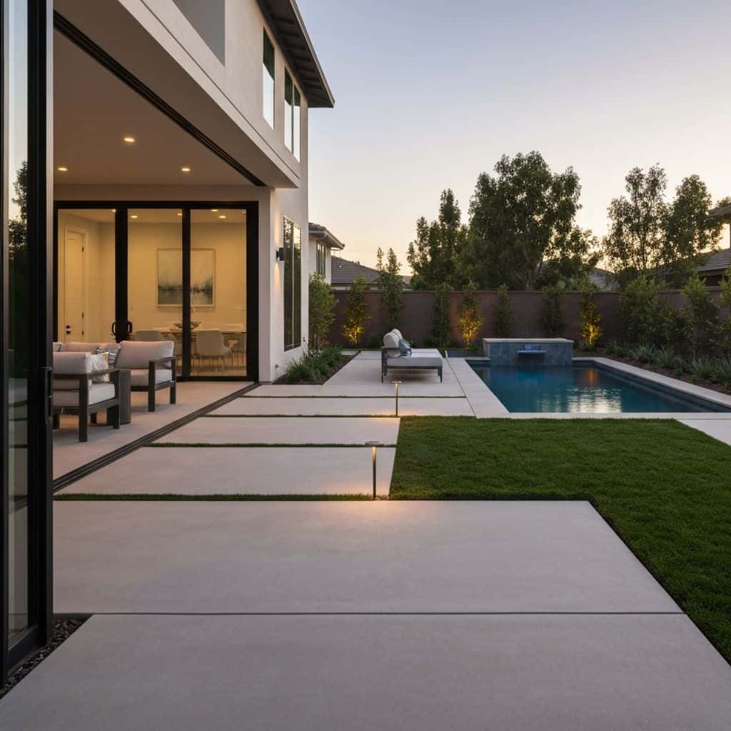 Modern smart backyard with integrated technology systems