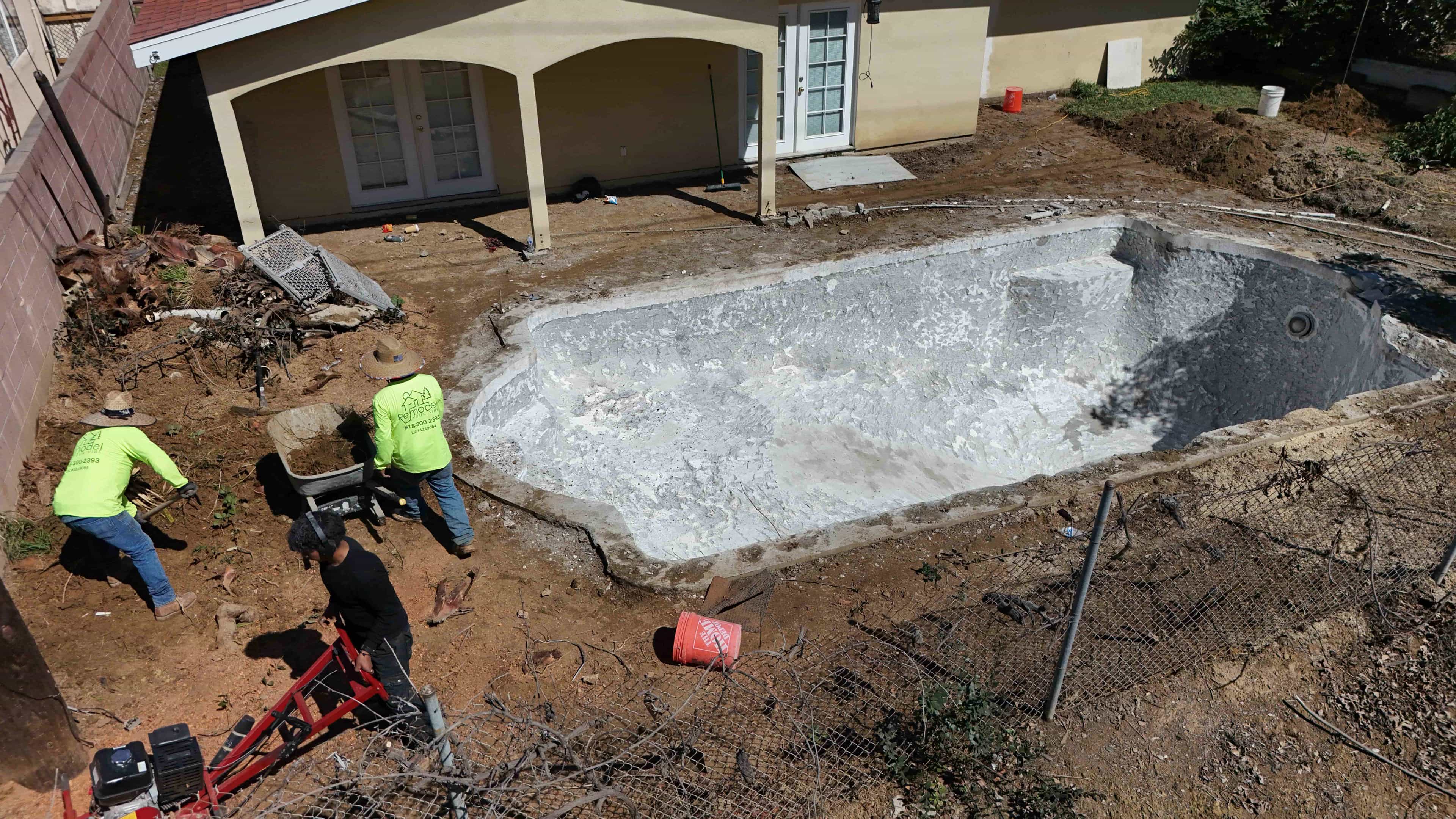 Pool construction on site